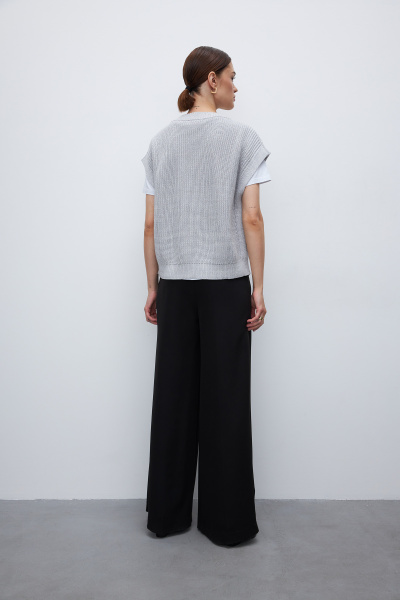 Вязаный жилет на пуговицах (one size, серый меланж) 