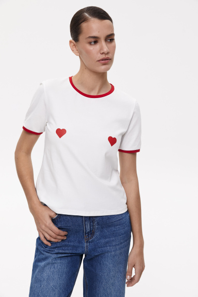 Футболка с сердечками Heartbreaker (S, молочный) 2207