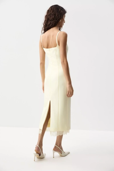 Платье макси на бретелях с кружевом (Сливочный) (M) 