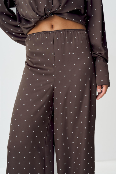 Брюки из сатина в горох (шоколадный) (M) 