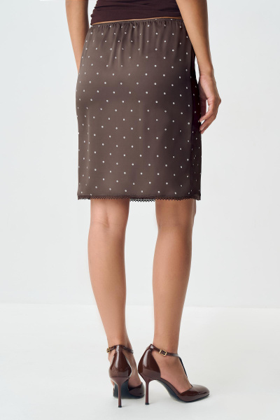 Юбка из сатина в горох (шоколадный) (M) 