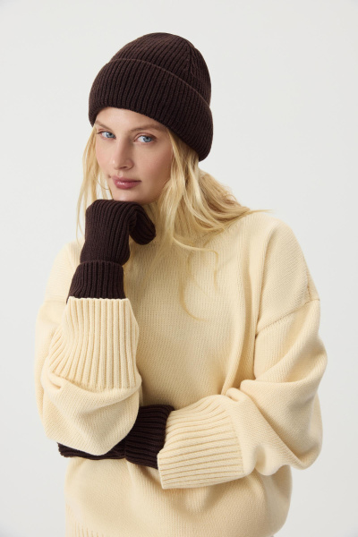 Варежки из шерсти мериноса (Шоколадный) (one size) 