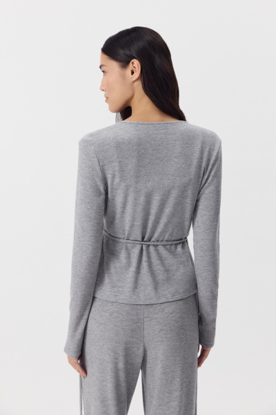 Кардиган с завязками из мягкого трикотажа (Серый) (M) 