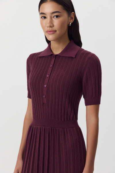 Платье-поло с шерстью (сливовый) (M) 