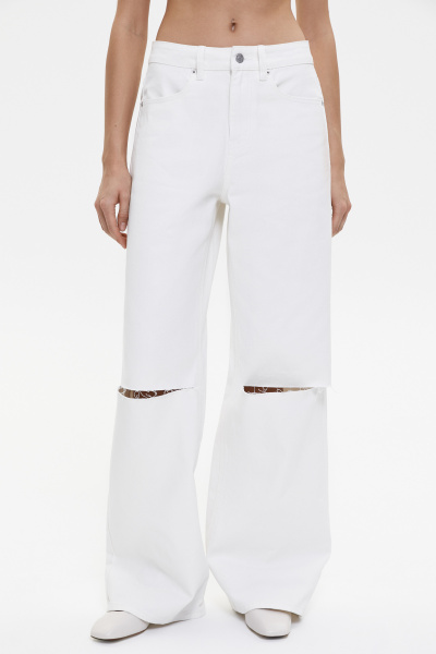 Джинсы палаццо с разрезами/Denim palazzo with cuts (30/XL, молочный/milk) 2207