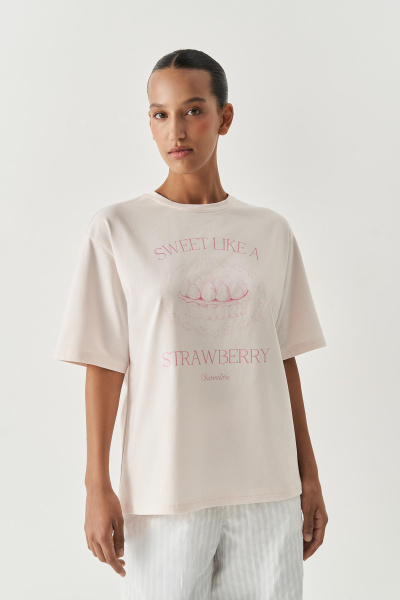 Футболка с принтом Sweet strawberry (светло-розовый) (M/L)