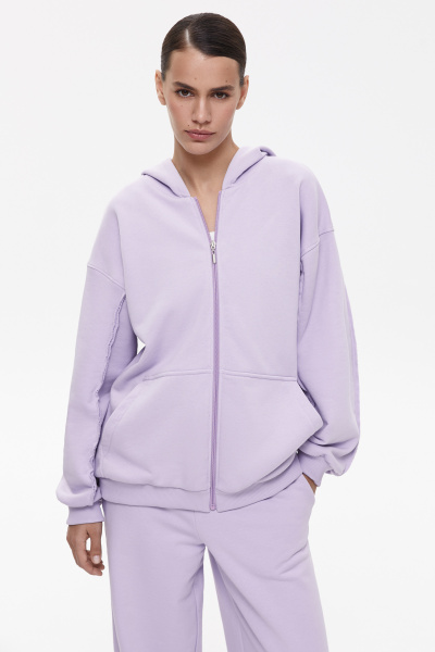 Худи на молнии с необработанными швами (M/L, лавандовый) 2547