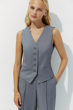 Жилет прямой в гранжевом стиле (серый меланж)