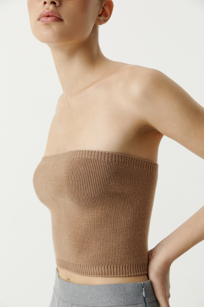 Топ бандо вязаный (бежевый) (M/L)