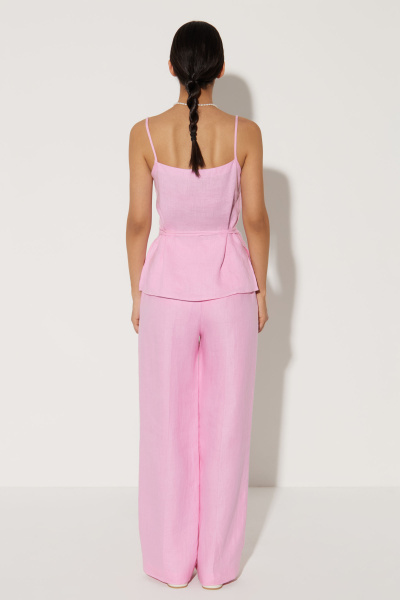 Топ на бретелях изо льна с тонким поясом (L, барби) 2169