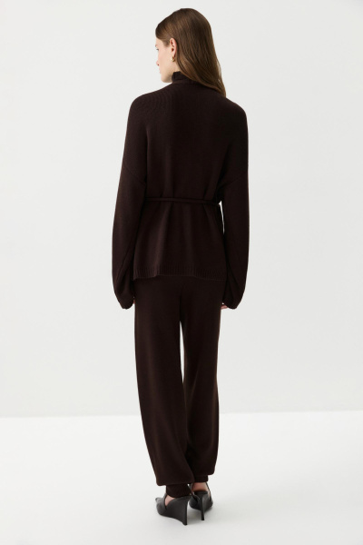 Кардиган из шерсти с поясом (Шоколадный) (M/L) 