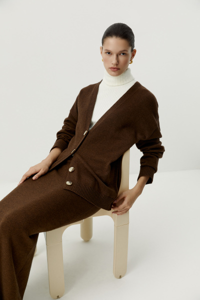Кардиган удлиненный базовый (коричневый) (M/L) 
