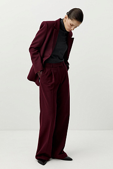 Брюки с заниженной талией из костюмной ткани (винный)