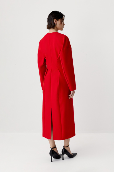 Платье с v-вырезом с объемным верхом (красный) (XS) 