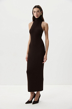 Платье-халтер макси (Шоколадный)