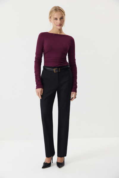 Лонгслив с драпировкой (Сливовый) (M) 