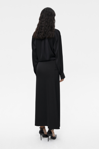 Юбка макси из сатина (S, черный) 