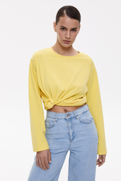 Лонгслив базовый из хлопка (M/L, лимонный) 