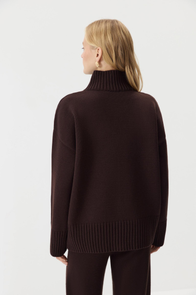Свитер со стойкой из шерсти мериноса  (Шоколадный) (one size) 