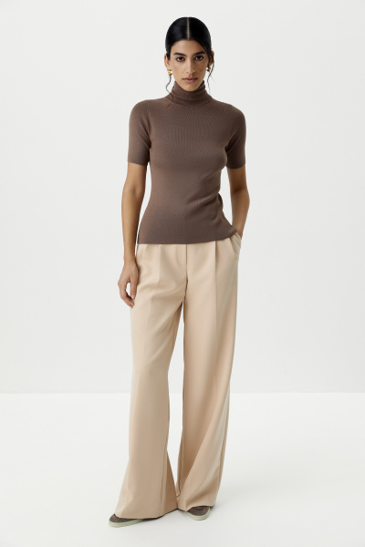 Футболка вязаная с воротником-стойкой (какао) (L) 