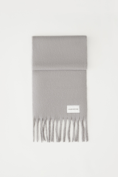 Шарф объемный с бахромой (серый) (one size) 