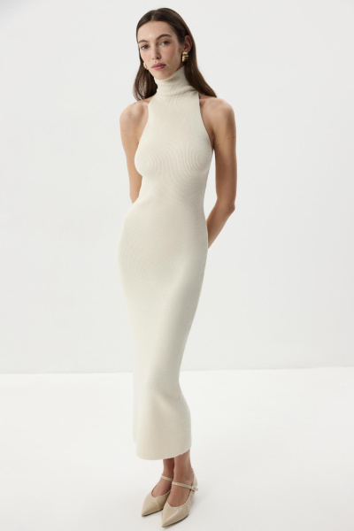 Платье-халтер макси  (Молочный) (M) 