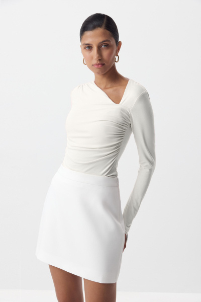 Лонгслив с асимметричной горловиной (ванильный) (XS) 