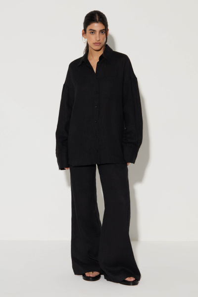 Рубашка с длинным рукавом изо льна (M/L, черный) 2159