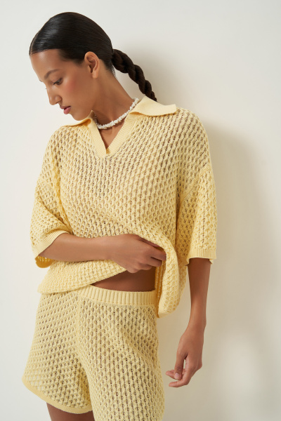 Костюм вязаный из хлопка (желтый) (M/L) 