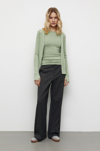 Лонгслив из мягкого трикотажа (XS, оливковый)