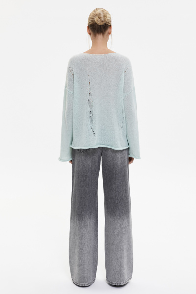 Джемпер оверсайз с гранжевым эффектом (XS/S, оливковый) 