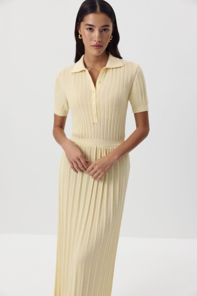 Платье-поло с шерстью (ванильный) (M) 