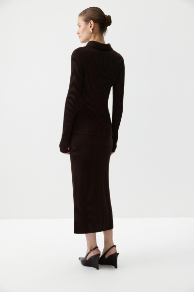 Джемпер-поло с пуговицами (Шоколадный) (M/L) 