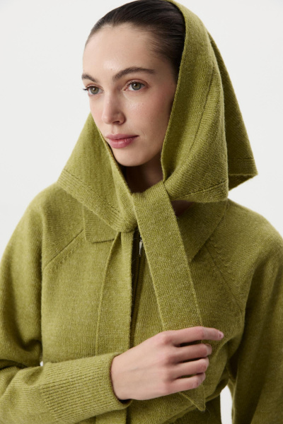 Кардиган на молнии  с шерстью альпаки (Оливковый) (XS) 