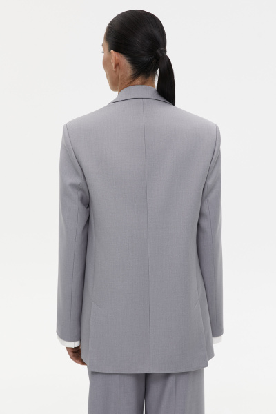 Пиджак с контрастными манжетами (M, серый) 2775