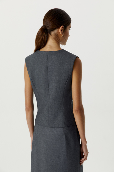 Жилет классический из костюмной ткани (темно-серый меланж) (XS) 