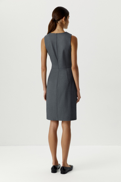 Платье-футляр без рукавов (темно-серый меланж) (XS) 