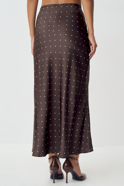 Юбка миди из сатина в горох (шоколадный) (M) 