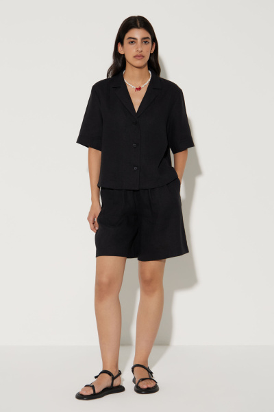 Рубашка с коротким рукавом изо льна (XS/S, черный) 2159