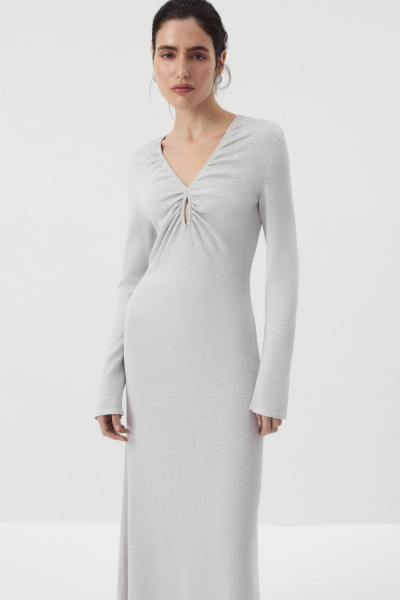 Платье макси с люрексом  (Серебряный) (M) 