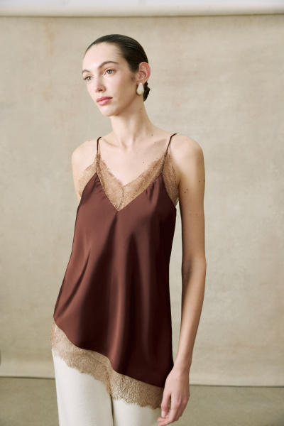 Топ с кружевом (Шоколадный) (M) 