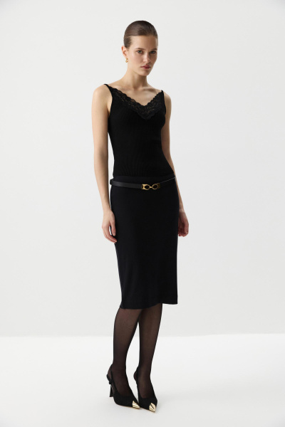 Топ вязаный с кружевом (Черный) (XS) 