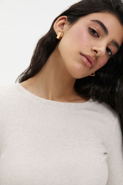 Лонгслив трикотажный с расклешенными рукавами (XS, бежевый) 