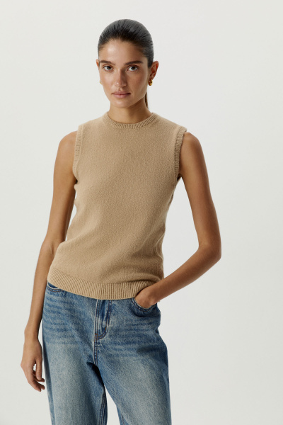 Топ вязаный базовый (бежевый) (L) 