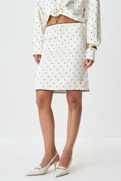 Юбка из сатина в горох (ванильный) (M) 