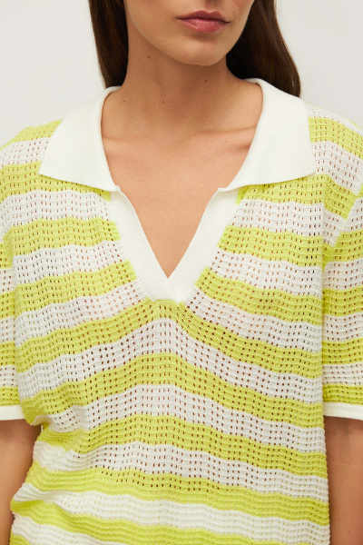 Поло ажурной вязки (XS/S, лайм-молоко) 