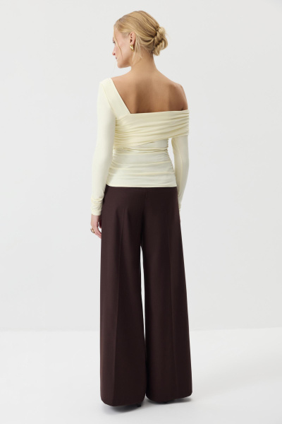 Лонгслив со спущенным плечом  (Сливочный) (M) 