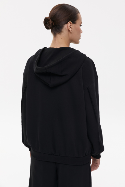 Худи на молнии с необработанными швами (XS/S, черный) 2159