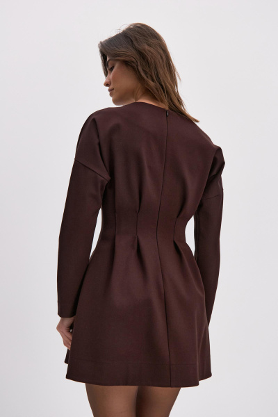 Платье мини приталенного силуэта (коричневый) (M) 