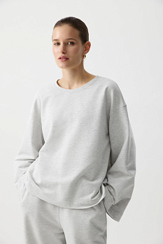 Лонгслив с широкими рукавами (Серый меланж)